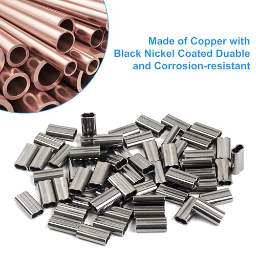 AGOOL Copper Double Barrel Crimp Sleeves - 200pcs Fishing Crimp Sleeves Brass Copper Crimping Loop Sleeve Fishing Line Tube Connector Fishing Wire Leader Rigging Tackle, Size 0.8mm-2.6mm - size: Inner Dia 2.0mm