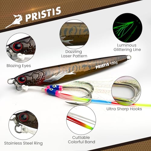 Pristis Angel Wings Vertical Jig, Saltwater Freshwater Fishing Lure for Tuna Grouper Cod Largemouth Striped Bass, Jigging Rod Metal Spoon Speed Pitch Fast Long Casting Sink, Deep Sea Fish - color: Olive brown, size: 1.4oz / 40g