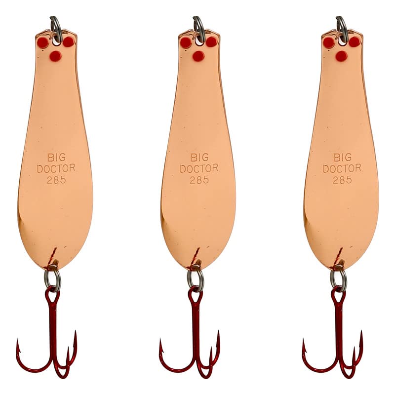 Doctor Spoons Fishing Lures Series - Made in USA - Saltwater & Freshwater - Eagle Claw Hook - Walleye, Bass, Northern, Pike, Salmon, Trout, Striper - Casting, Jigging, Trolling, 3 Pack - color: Copper, size: 1 7/8" | 1/4 oz