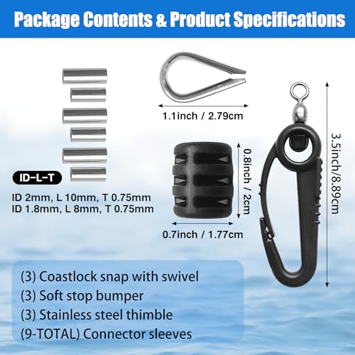 EUPHENG Retractable Line Cutter - color: Black Terminal Kit(W/Composite Materials Snaps)