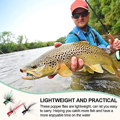 30 Pcs Fly Fishing Poppers Flies Kit, Topwater Bass Popper Lures with Hooks Colorful Freshwater Fly Popper Assortment for Bluegill Panfish Perch Crappie(Size 8,Chic Colors) - color: Chic Colors