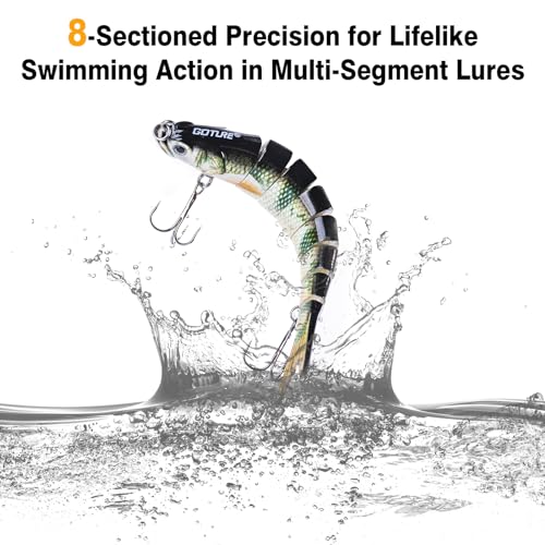 Goture Bass Fishing Lures, Lifelike Jointed Swimbait for Bass Trout Walleye Crappie Pike, Slow Sinking Segment Swimming Bait Fishing Lures for Freshwater and Saltwater, Gifts for Men - color: A:3pcs Bass Lures-5.3in/0.88oz.