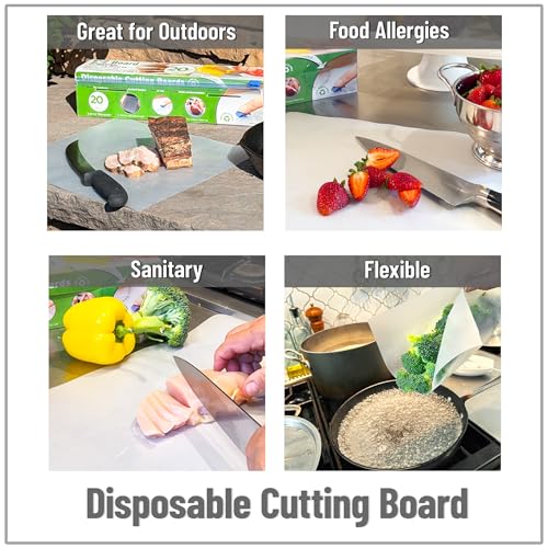 Mind Reader E-Z Board Disposable Plastic Cutting Board, 20 Square Feet, Easy Clean-Up and Convenient Use, Ideal for Camping, Hunting, Boating, and For People With Food Allergies, Clear - style: 1 Pack
