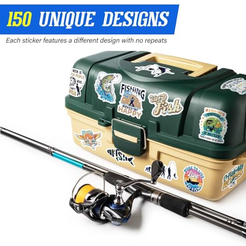 Joyppy 155 PCS Funny Fishing Stickers for Adults, Holographic Outdoor Waterproof Vinyl Fish Decals for Boat Laptop Tool Trackle Box Cooler Gifts for Men Dad Fisherman