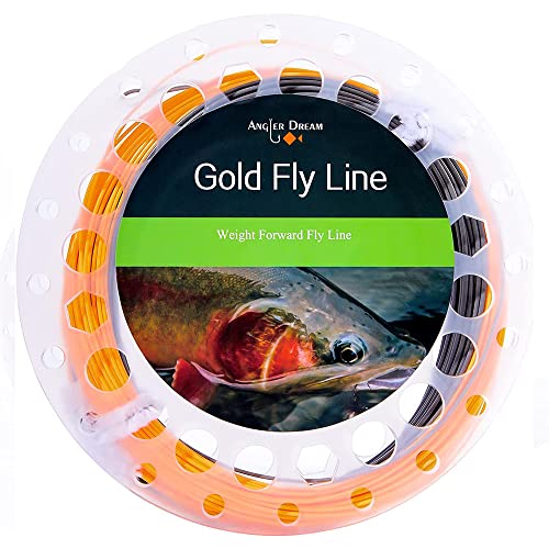 Gold Fly Line 90FT Weight Forward Floating 2 3 4 5 6 7 8 9WT Fly Fishing Line - color: ORANGE + GRAY, size: WF9F-100FT