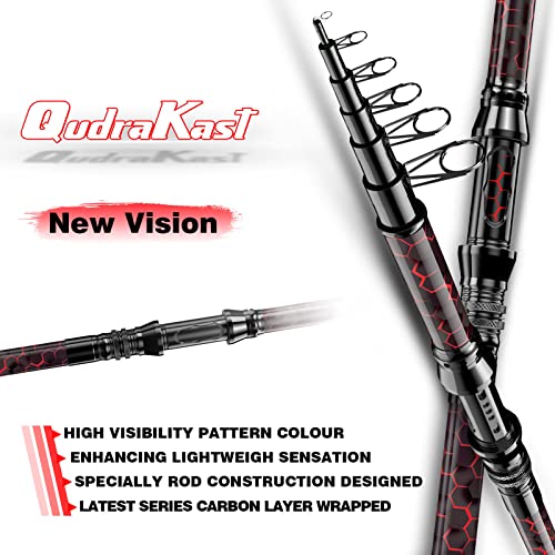 Fishing Rod and Reel Combos, Unique Design with X-Warping Painting, Carbon Fiber Telescopic Fishing Rod with Reel Combo Kit with Tackle Box, Best Gift for Fishing Beginner and Angler - color: Red, size: 1.8 m 5.91 ft (Tackle Box)