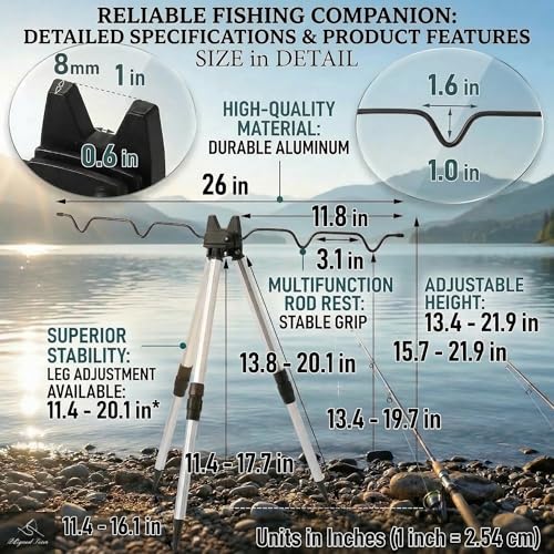Japard Fishing Rod Pole Holders for Ground, Holding Tripod Stand with 5 Rods, Portable,Adjustable Aluminum Alloy for Sea Pier Quay River