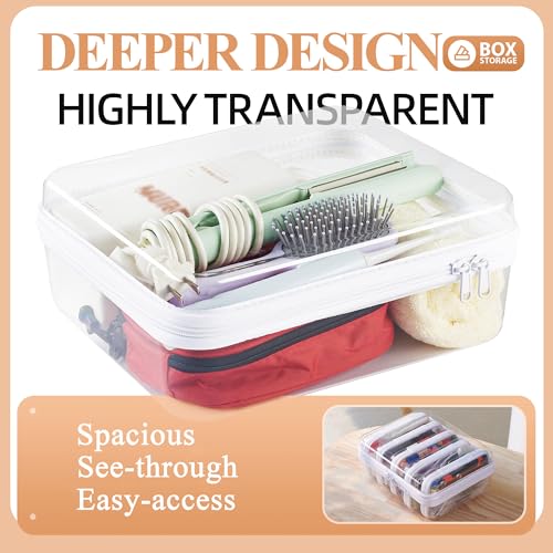 6 pcs Zipper Pouches, Hard Shell Toiletry Bag, Stackable Travel Organizer, Cosmetic Bags, Transparent Diaper Bag, Storage Cases (Tall M + 5S) - color: White, size: Tall M+5S