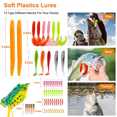 TCMBY 327PCS Fishing Lures Tackle Bait Kit Set, Tackle Box with Tackle Included, Crankbaits, Worms, Spinner, Weights, Hooks & Other Accessories for Freshwater Bass Trout Fishing Gear Gifts for Men
