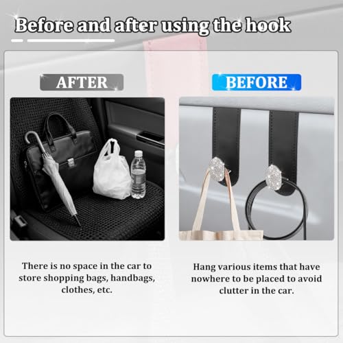 Zpana 2PCS Bling Car Co-Pilot Glovebox Hook, Crystal Rhinestone Vehicle Passenger Seat Hanger for Purse Handbag Umbrella, Automotive Glove Box Storage Organizer, Universal for Truck SUV Van (Black) - color: Black