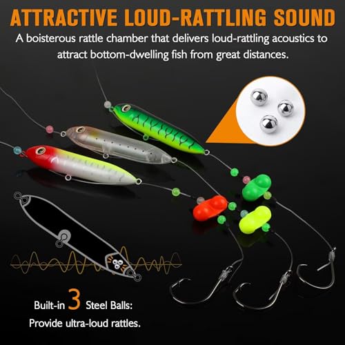 Dovesun Catfish Float Rigs with Catfish Rattles Rattling Catfish Tackle for Bank Fishing Santee Rig 6PCS - color: C-Catfish Float Rig with 8/0 Hook * 6PCS
