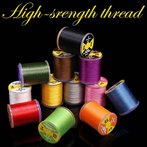 XFISHMAN Fly-Tying-Thread-Kit-6/0-3/0 Fly Tying Supplies Fly Fishing Materials Accessories - color: 6/0-12 Color Thread Kit