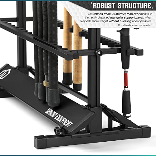 Savior Equipment Fishing Rod Rack Holder Organizer, 24-48 Slots to Hold Fresh Salt Water Spinning Rods & Reel Combo, Lightweight Aluminum Vertical Fish Pole Garage Storage Ground Display Stand - color: Carbon Black, size: 48-Slots