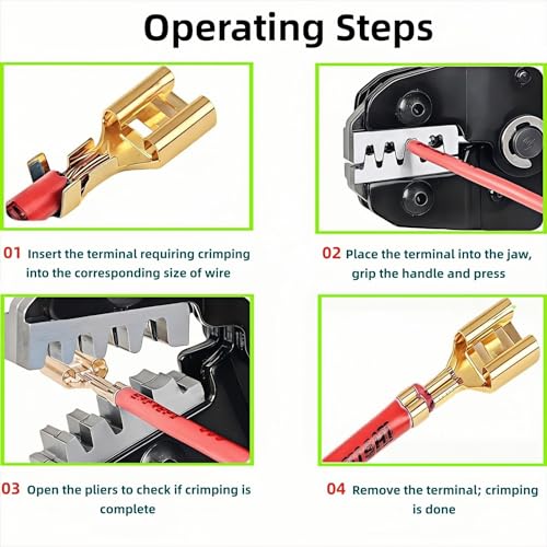 SN-58B Wire Crimping Tool with Ratchet for Deutsch DELPHI AMP Dupont TYCO Terminals with Terminal Removal Kit ，Ratchet Crimper ，AWG23-16 (0.25-1.5mm²)，Professional for Automotive & Electronics，DIY