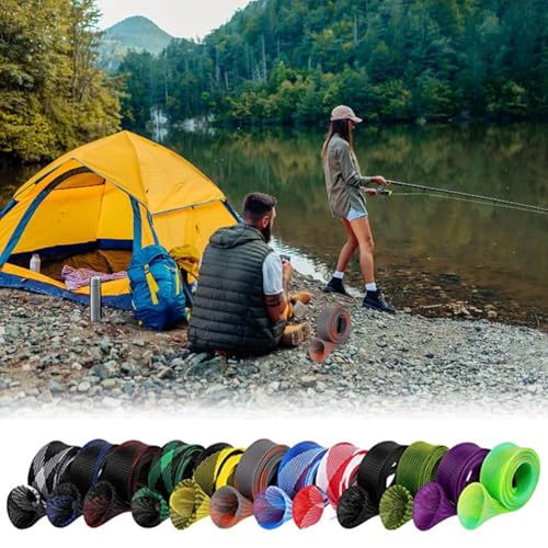Yontree 6/12 Pack Fishing Rod Sleeve, Fishing Rod Cover Braided Mesh Rod Sleeves Socks, Fishing Pole Sleeve for Spinning/Casting/Sea/Fly Fishing Rod - color: twelve colors