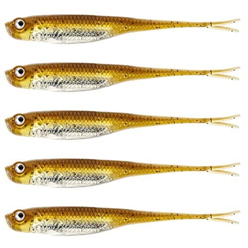 QualyQualy Soft Swimbait Fishing Lures 5PCS 6PCS Jerk Shad Minnow Drop Shot Lure Bass Bait Shad Lure Soft Jerkbait for Bass Trout Pike Walleye Crappie 2.95'' 3.93'' 4.72'' - color: A-5#, size: 3.93“ - 5Pcs