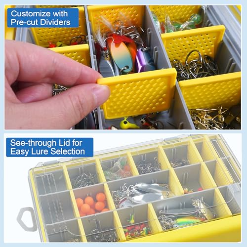 Waterproof Fishing Tackle Box, 3600/3700 Deep Tackle Trays Fishing Plastic Box Organizer with Adjustable Dividers Transparent Fishing Gear & Accessories Storage Box for Saltwater Freshwater Fishing - style: 3700 (14.17"x8.9"x1.89")-1pc