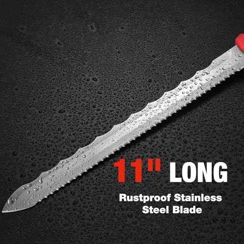 WORKPRO 11-Inch Insulation Knife, Stainless Steel Blade Insulation Cutter, Double Side Serrated Sharp Duct Knife for Heat Material Foam, RockWool, Styrofoam, Sod Cutter Garden Knife for Lawn Repair - size: 11 Inch