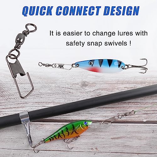 SILANON Fishing Barrel Swivel with Safety Snap,145/160pcs High Strength Fishing Snap Swivels Stainless Steel Line Connector Saltwater Fishing Tackle Accessories - style: 145pcs Kit (4,6,8,10,12#)