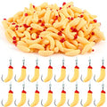 Fabbay 200 Pcs 20mm Soft Maggot Baits Fake Bread Worms for Fishing Lures for Artificial Wax Worms for Freshwater Saltwater Lake Trout Ice Fishing Lure