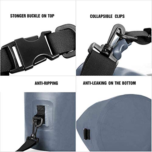 Unigear Dry Bag Waterproof, 2L/5L/10L/20L/30L/40L Floating and Lightweight Bags for Kayaking, Boating, Fishing, Swimming and Camping with Waterproof Phone Case - color: grey, size: 5L