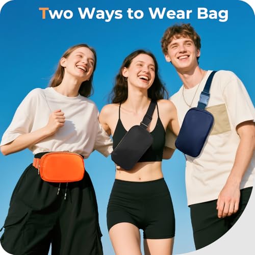 Belt Bag Zipper Fanny Pack Crossbody Bags for Women,Fashion Waist Packs, Water Repellent Two Way wear with Adjustable Strap Gifts for Teenage Girls Women Men(Black) - color: Black