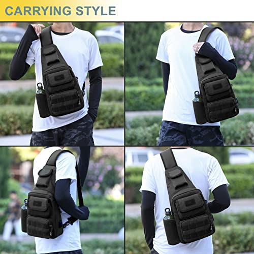 Tactical Shoulder Bag - 1000D Molle Military Backpack Outdoor Daypack Chest Pack (Lightpink) - color: Lightpink
