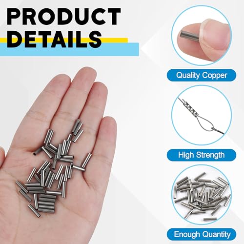 SILANON Fishing Crimp Sleeves, 100pcs Single Barrel Crimp Sleeves Brass Copper Crimping Sleeves Tubes Fishing Line Crimps Tube Connector Wire Leader Rigging Tackle - size: 100pcs-1.4mm Inner Dia