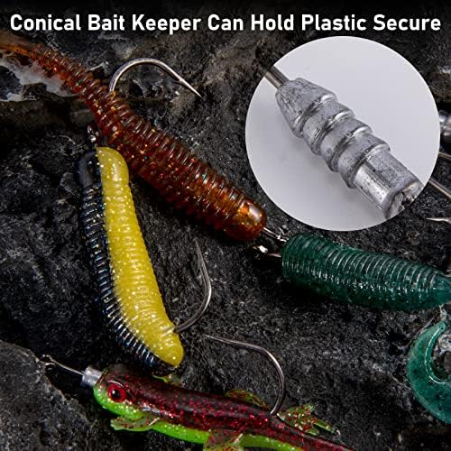 Dr.Fish 20 Pack Weighted Swimbait Hooks, Weighted Fishing Worm Hooks Straight Shank Round Bend Bass Fishing Jig Hook - size: #3/0-1/12oz