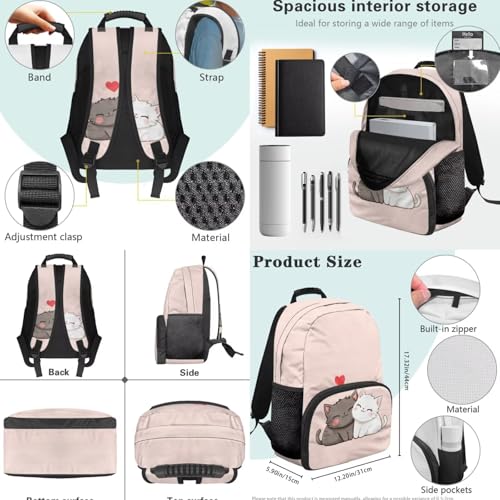 4Pcs Kid's Backpack Set Cute Cartoon Cat Schoolbag with Lunch Bag Pencil Case and Water Bottle Holder for Elementary School Bag Bookbag 17 Inch Daypack Pink - color: Cat