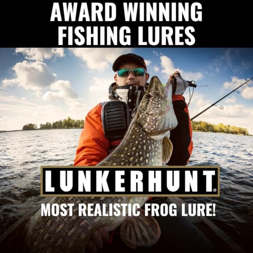 Lunkerhunt - Lunker Frog Fishing Lure | Award Winning Realistic Topwater Frog Lure for Fishing Bass, Trout and Pike | Freshwater Fish Bait with Hollow Body, Weedless Hooks for Freshwater Saltwater - color: Bull Frog