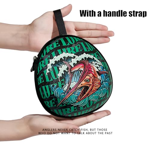 Fishing Reel Bag for Spinning Baitcasting Conventional Fly Fishing Reels – Portable Tackle Organizer Storage Bag Small Fishing Reel Case Spinning Reel Cover Fly Fishing Gear UV Printing (pine green) - color: pine green