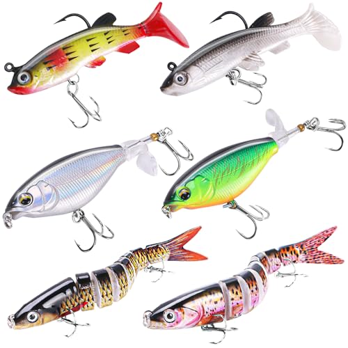 6PCS Swimbait Kit Realistic Bait and Surface Bait with Realistic 3D fisheye and Multi Joint Swimming Movements, Perfect for Saltwater and Freshwater Fishing Kits - color: B-6PCS