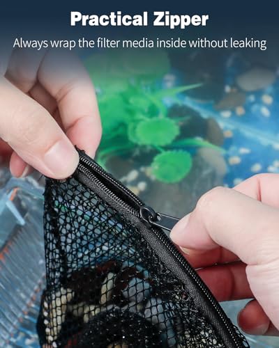 Pawfly 8 Pcs Aquarium Filter Media Bags, Fish Tank Coarse Mesh Bag with Plastic Zipper Soft Aquarium Mesh Bag for Activated Carbon, Bio Filter Balls, Filter Stones, Ceramic Rings(8" x 5.5") - size: 8" x 5.5"