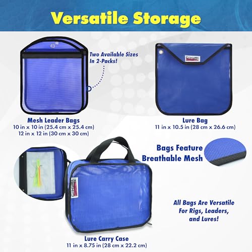 C&H Lures Lure Carry Case, 11 in x 8.75 in x 2.5 in / 28 cm x 22.2 cm x 6.4 cm, 30 Resealable Rig Bags Inside, Blue