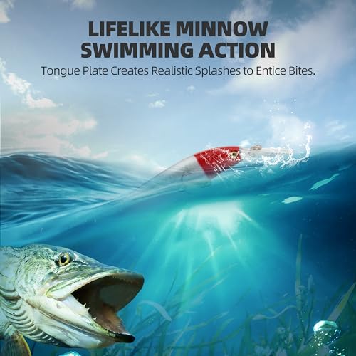 10Pcs Minnow Fishing Lures Set, Shallow Diver Jerkbait with Built-in Sonic Vibrations, Life-Like Bionic Swimbait with Sharp Treble Hooks for Bass, Trout, Walleye, Saltwater & Freshwater - size: 4inch, 1/2 oz