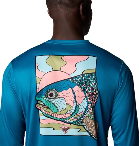 Columbia Men's Terminal Tackle PFG Fish Shine Long Sleeve - color: Blue Echo/Pfg Trout Shine, size: X-Large