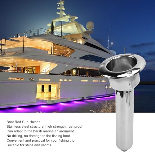 2 in 1 Boat Fishing Rod Cup Holder, Stainless Steel Fishing Rod Holder for Boats, Outrigger Cup Holder for Fishing Rod Holder, 0 Degree/15 Degree/30 Degree - size: 15 Degrees