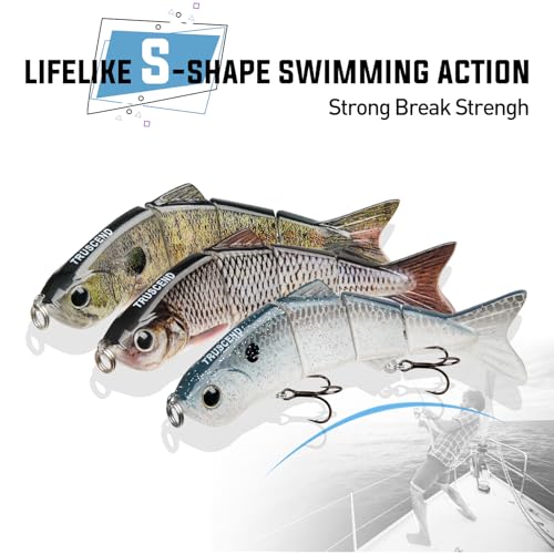 TRUSCEND Swimmax Easy Catch Fishing Lures with BKK Hooks, Wiggling, Vibrating, Rattling and Gurgling for More Bites, Heavy-Duty Dyneema Fiber Jointed Swimbaits for Bass, Trout, Crappie, Walleye, Pike - color: B1-3.5",0.38oz