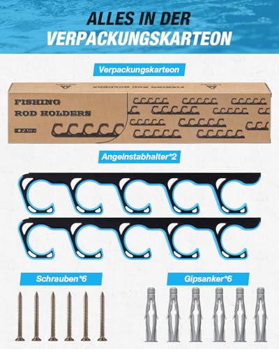 Ghosthorn Fishing Rod Holders for Garage Fishing Pole Holders Ceiling or Wall Mounted Fishing Rod Rack garage Storage Organizer Fishing Gear Equipment for Men Women (Blue, 1 Pack) - size: 1 pack holds up 5 rods, style: Blue