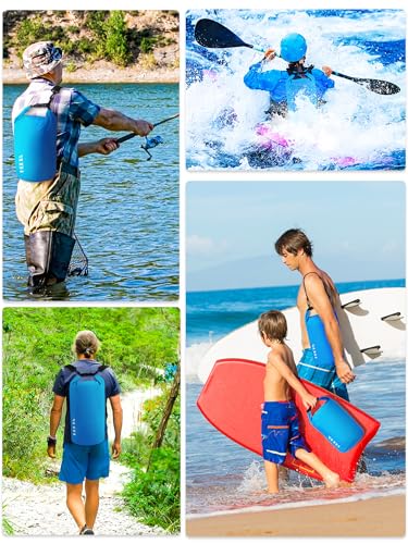HEETA Waterproof Dry Bag for Women Men, 5L/10L/20L/30L/40L Roll Top Lightweight Dry Storage Bag Backpack with Emergency Whistle for Travel, Kayaking, Boating, Camping, Beach, Cruise Ship Essentials - color: Blue, size: 5L
