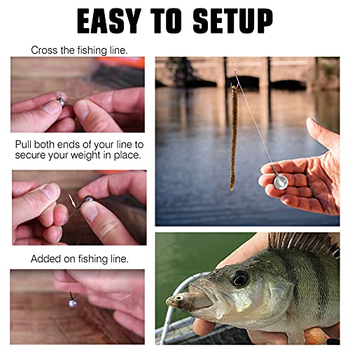 AMYSPORTS Casting Bass Weights Sinker Lead Round Removable Fishing Weights Sinker Drop Shot Fishing Sinker Freshwater - size: Size2 (3/16oz.) 25 pcs