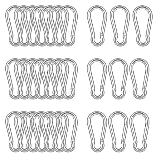 30PCS M5 Heavy Duty Carabiner Clip, 2Inch Snap Hook Quick Link Small Carabiner Clips,Spring Link Buckle for Fishing Camping Hammock Dog Leashes-220LBS Holding Capacity (Silver) - color: Silver, size: 30PCS-M5