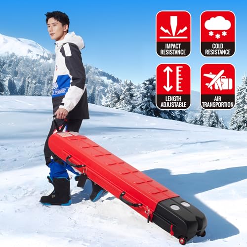 XCMAN Ski Case for Air Travel Hard Storage Portable Cart Case Suitable for Snowboards,Fishing Rods, Water skis,Spearfishing - size: 91L