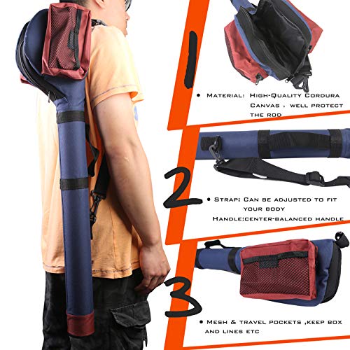 M MAXIMUMCATCH Maxcatch Fly Fishing Rod Case with Reel Pouch, Complete Rod Protection Bag, Single and Dual Rod Tube with Shoulder Strap - style: Single Rod Case--for 9' 4sec Fly Rod