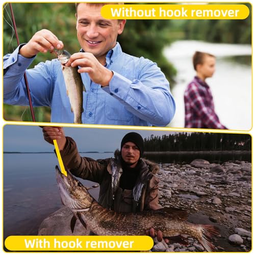 6 Pcs Fish Hook Remover Tool Snelled Fishing Hook Disgorger Plastic Unhook Extractor Tool for Fishing Gear Accessories 2 Different Sizes