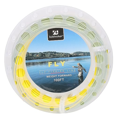 Trout Fly Fishing Line, Weight Forward Floating with 2 Welded Loops - color: Moss Green+ Gold, size: WF5F-100FT
