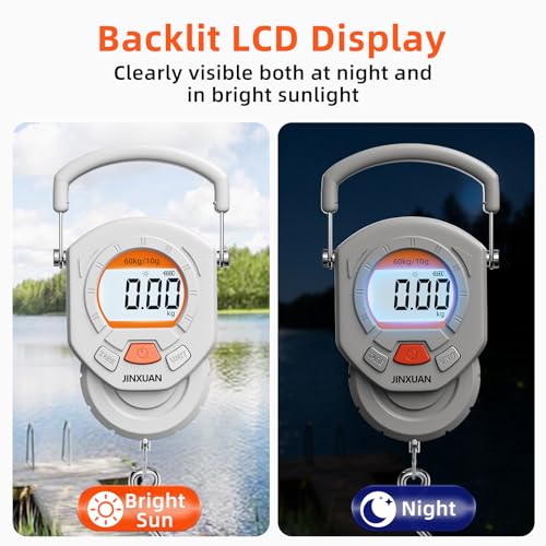 Fishing Scale 132lb/60kg Luggage Scale Digital Fish Scale with Backlit LCD Display, Fish Weight Scale Luggage Weight Scale Hanging Scale with 4 Units USB Cord, Fishing Accessories Fishing Gift - style: USB Rechargeable