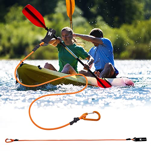 Kayak Paddle Leash, Paddle Leash Lightweight Coiled Kayak Rod Leashes for SUP Kayaking Canoing Fishing Boating - color: Orange-1 Pack