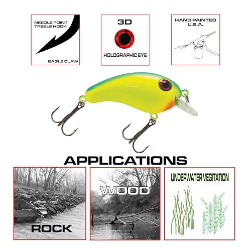 Luck E Strike Crappie Magic Crankbait (2 Inch Crappie Lure) Made in The USA - color: Blue Chartreuse